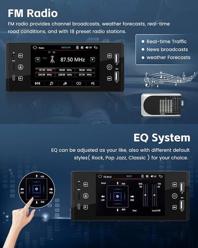 Single Din Car Stereo 5 Inch IPS Touch Screen with Bluetooth 5.1 Hands-Free Mirror Link Type-C Input, Car Audio Receiver with FM Radio SWC USB EQ Backup Camera in Saudi Arabia