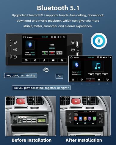 Single Din Car Stereo 5 Inch IPS Touch Screen with Bluetooth 5.1 Hands-Free Mirror Link Type-C Input, Car Audio Receiver with FM Radio SWC USB EQ Backup Camera in Saudi Arabia