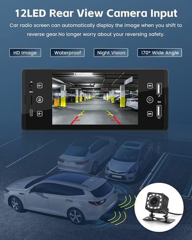 Single Din Car Stereo 5 Inch IPS Touch Screen with Bluetooth 5.1 Hands-Free Mirror Link Type-C Input, Car Audio Receiver with FM Radio SWC USB EQ Backup Camera in Saudi Arabia