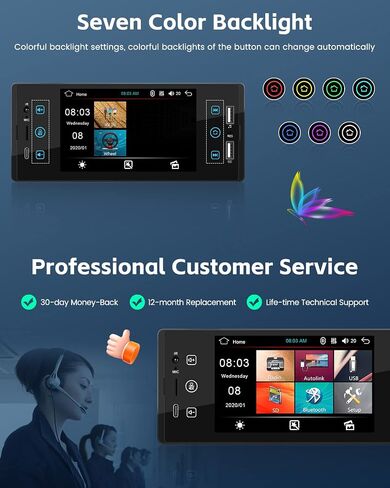 Single Din Car Stereo 5 Inch IPS Touch Screen with Bluetooth 5.1 Hands-Free Mirror Link Type-C Input, Car Audio Receiver with FM Radio SWC USB EQ Backup Camera in Saudi Arabia