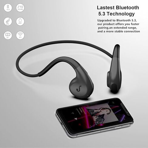 سماعات JAYINE Bone Conduction، سماعات رأس بلوتوث مفتوحة الأذن مع وقت تشغيل 10 ساعات، مقاومة للماء IPX7، آمنة ومريحة للجري وركوب الدراجات وصالة الألعاب الرياضية والعمل in Kuwait