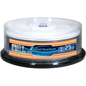 Optical Quantum 25 Pack 6X 25GB BD-R Blu-ray Media Glossy White Inkjet Printable