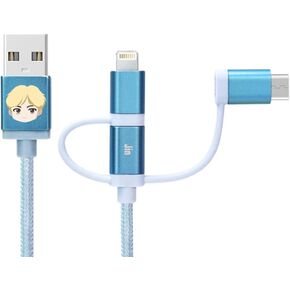 BTS Character Cables TinyTAN 3in1 Cable_Jimin (USB-A to USB-C, Micro USB, MFI Certified Cable) Compatible with Android, Galaxy Series, iPhone Series