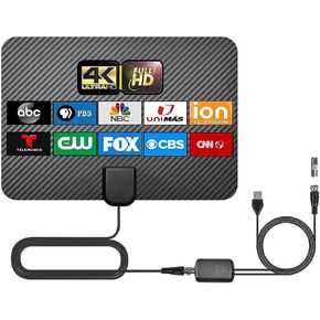 هوائي تلفزيون رقمي عالي الدقة يصل إلى 200 ميل، يدعم 4K 1080p جميع أجهزة التلفزيون على القنوات المحلية VHF UHF، مضخم صوت معزز للإشارة قابل للفصل وكابل HDTV محوري بطول 10 أقدام in Kuwait