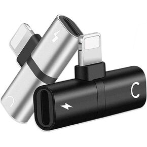 [معتمد من Apple MFi] عبوتان من محول iPhone، محول سماعة رأس لهاتف iPhone، صوت لايتنينج مزدوج + محول شاحن دونجل كابل مقسم متوافق مع iPhone 14/13/12/11/XS/XR/X/SE/8/7 iPad in Kuwait