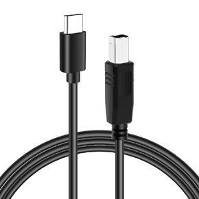 كابل طابعة USB B إلى USB C بطول 10 أقدام، كابل طابعة USB C إلى USB B، سلك مرن لجهاز MacBook Pro/Air، كابل USB C MIDI متوافق مع لوحة مفاتيح Yamaha Piano MIDI، DAC، وحدة تحكم DJ والمزيد