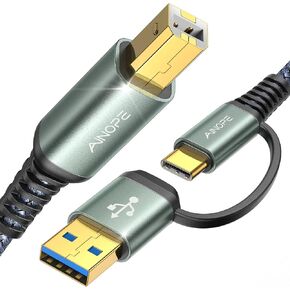AINOPE Printer Cable to USB A, 480Mbps Printer USB B to USB C MIDI Cable in Saudi Arabia