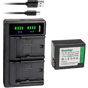 Kastar 2-Pack NP-FF70 Battery and LTD2 USB Charger Compatible with Sony NP-FF70, NP-FF71, NP-FF71S Battery, Sony DCR-HC1000, DCR-HC1000E, DCR-IP1, DCR-IP1E, DCR-IP1K, DCR-PC350, DCR-PC350E Camera in Kuwait