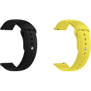 ONE ECHELON Quick Release Watch Band Compatible With Polar Pacer Silicone Watch Strap with Button Lock, Pack of 2 (Black and Yellow) in Kuwait