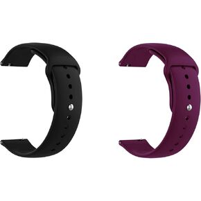 ONE ECHELON Quick Release Watch Band Compatible With Polar Unite Silicone Watch Strap with Button Lock, Pack of 2 (Black and Purple) in Kuwait