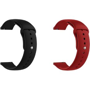 ONE ECHELON Quick Release Watch Band Compatible With Polar Pacer Silicone Watch Strap with Button Lock, Pack of 2 (Black and Red) in Kuwait