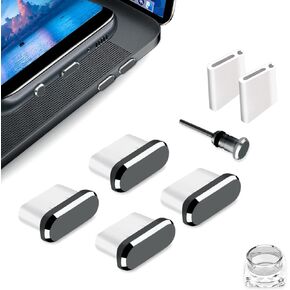 USB C Dust Plug, Type C Dust Cover Charging Port Cap 4 PCS with Cleaning Brush Black, Compatible with iPhone 17 16 15 Pro Max Plus Samsung S25 S24 Ultra, Anti Lost Phone Accessory Protector in Saudi Arabia