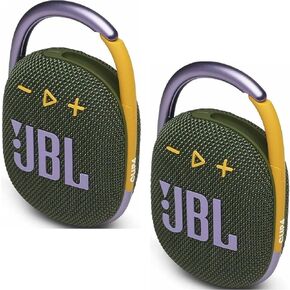 JBL 2 Pack Clip 4 Waterproof Wireless Audio Bluetooth Speaker Bundle (Green) in Kuwait