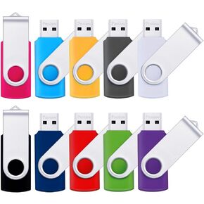 Flash Drive 16GB USB 2.0 10 Pack Swivel Blank Memory Stick Pnstaw Bulk Thumb Drive Pen Drives Jump Drive for Data Storage, File Sharing(10 Pack,Multi-Color) (16GB) in Saudi Arabia