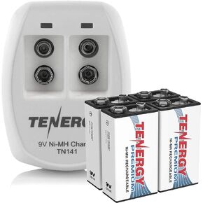 Tenergy TN141 2 Bay 9V Smart Charger with 2 Pack of Premium 9V NiMH 250mAh Rechargeable Batteries in Saudi Arabia