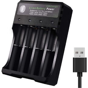 شاحن بطارية 18650 4 Bay Fast Charge، لبطاريات 3.7V Li-ion TR IMR 10440 14500 16650 14650 18350 18500 16340(RCR123)، شاحن USB ذكي عالمي قابل لإعادة الشحن in Saudi Arabia