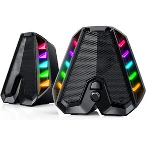 WolfLawS GS04 Computer Speakers,RGB PC Wired Speakers with Subwoofer, USB-Powered Computer Speakers for Desktop with Bass Diaphragms Stereo, Small Gaming Speakers for PC Computer Laptop Mini Monitor in Kuwait