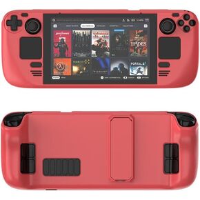 Protective Cover Case for Steam Deck,Game Console Accessories,Gaming Handheld Controller Hard Shell with Stand,Drop Protection Grip Case (Red) in Saudi Arabia