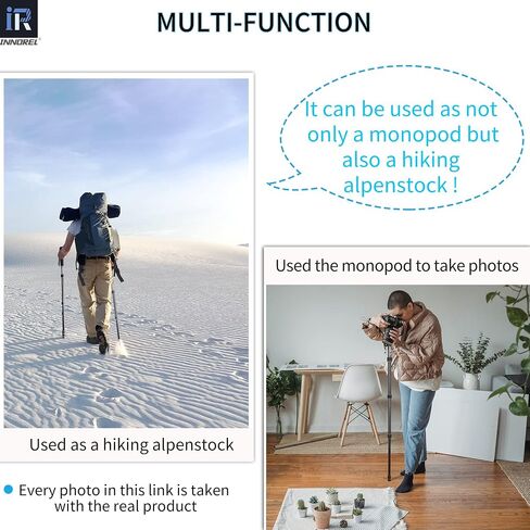 INNOREL RM325A كاميرا Monopod احترافية محمولة 5 أقسام مدمجة للسفر من سبائك الألومنيوم Monopod لكاميرا Canon Nikon Sony DSLR كاميرا فيديو DV دعامة تصوير فوتوغرافي تحميل 26 رطل/12 كجم in Kuwait