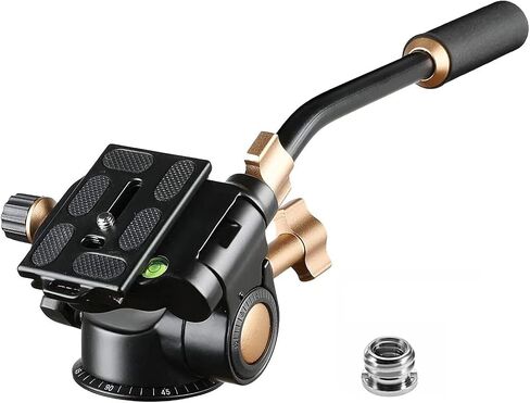 Soonpho Q-08S Heavy Duty Video Camera Tripod Fluid Drag Pan Head with Extended Handle for DSLR Camera,Camcorders,1/4 & 3/8 inch Screw Sliding Plate 360 Degree Rotating Tripod Head in Saudi Arabia
