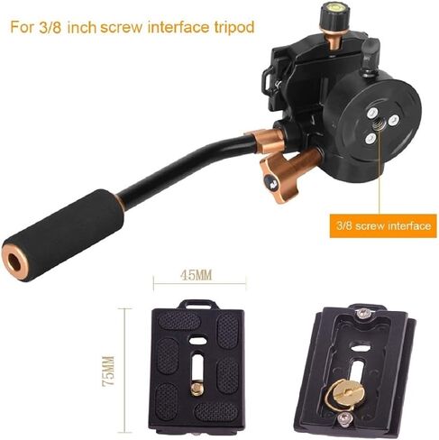 Soonpho Q-08S Heavy Duty Video Camera Tripod Fluid Drag Pan Head with Extended Handle for DSLR Camera,Camcorders,1/4 & 3/8 inch Screw Sliding Plate 360 Degree Rotating Tripod Head in Saudi Arabia