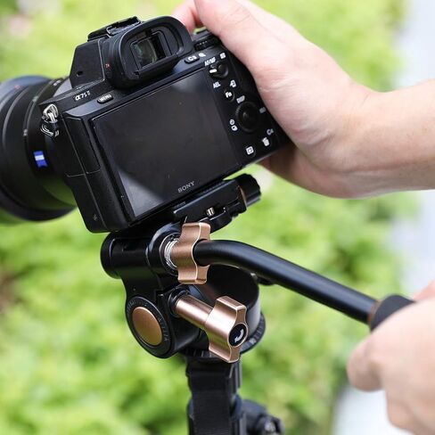 Soonpho Q-08S Heavy Duty Video Camera Tripod Fluid Drag Pan Head with Extended Handle for DSLR Camera,Camcorders,1/4 & 3/8 inch Screw Sliding Plate 360 Degree Rotating Tripod Head in Saudi Arabia