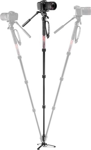 Manfrotto Element MII Video Aluminium Fluid Monopod, Slim and Lightweight, Loads up to 16kg, Foldable Fluid Base, 4 Sections, Twist Locks, for mirrorless and DSLR Cameras,Red in Saudi Arabia