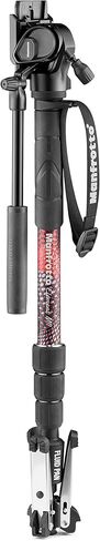Manfrotto Element MII Video Aluminium Fluid Monopod, Slim and Lightweight, Loads up to 16kg, Foldable Fluid Base, 4 Sections, Twist Locks, for mirrorless and DSLR Cameras,Red in Saudi Arabia