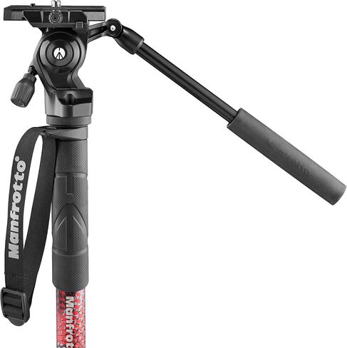 Manfrotto Element MII Video Aluminium Fluid Monopod, Slim and Lightweight, Loads up to 16kg, Foldable Fluid Base, 4 Sections, Twist Locks, for mirrorless and DSLR Cameras,Red in Saudi Arabia