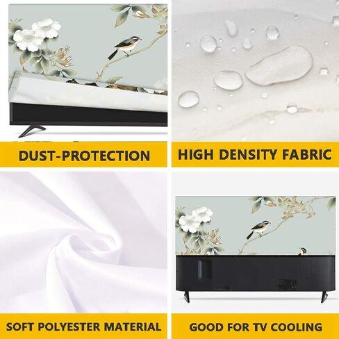 22-80 Inches TV Cover Dust Proof TV Screen Protector for LCD LED - with tv Remote Control Cover, Indoor Bedroom Living Room Decoration Television Dust Cover (Color : Bird, Size : 22in) in Saudi Arabia