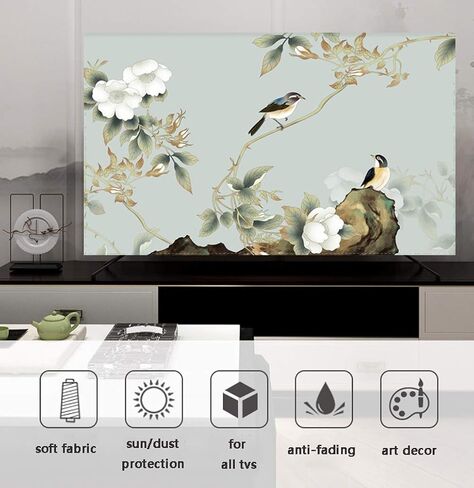 22-80 Inches TV Cover Dust Proof TV Screen Protector for LCD LED - with tv Remote Control Cover, Indoor Bedroom Living Room Decoration Television Dust Cover (Color : Bird, Size : 22in) in Saudi Arabia
