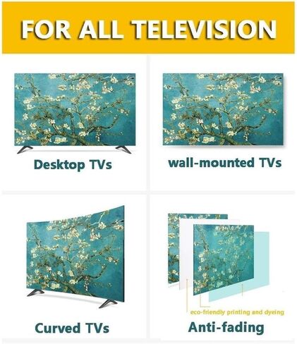 Universal TV Cover 22-80 Inches Colorful Dustproof TV Screen Protector for LCD LED, Painting Pattern Indoor Bedroom Living Room Decoration Dust Cover for Televisions ( Color : Green , Size : 22in ) in Saudi Arabia