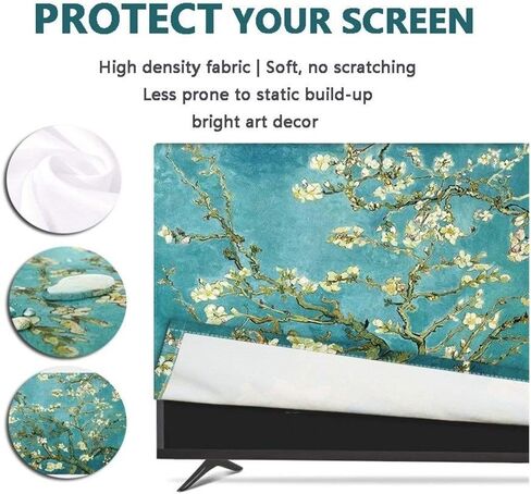 Universal TV Cover 22-80 Inches Colorful Dustproof TV Screen Protector for LCD LED, Painting Pattern Indoor Bedroom Living Room Decoration Dust Cover for Televisions ( Color : Green , Size : 22in ) in Saudi Arabia