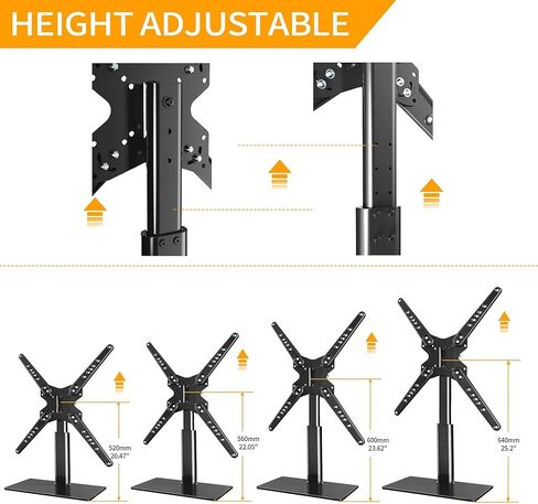 Universal Swivel TV Stand, Moochain Base Table Top TV Mount for 37-70 Inch Flat Curved TVs,Height Adjustable Tall TV Mount Stand with Tempered Glass Base,VESA 600x400mm Hold up to 110 lbs in Saudi Arabia