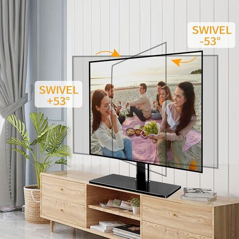 Universal Swivel TV Stand, Moochain Base Table Top TV Mount for 37-70 Inch Flat Curved TVs,Height Adjustable Tall TV Mount Stand with Tempered Glass Base,VESA 600x400mm Hold up to 110 lbs in Saudi Arabia