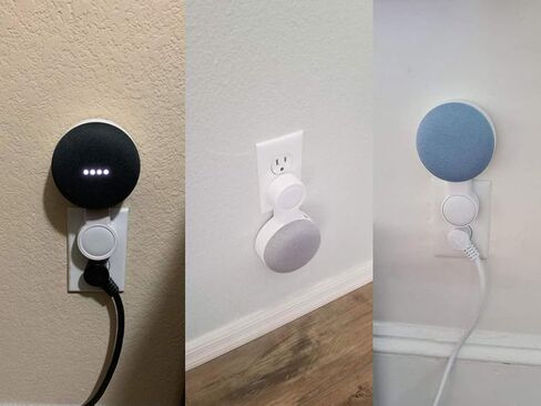 حامل تثبيت على الحائط بمنفذ PEF لجهاز Google Nest Mini وGoogle Home Mini، ملحقات موفرة للمساحة مع إدارة السلك لمكبر صوت Google Mini الذكي، بدون أسلاك أو براغي فوضوية (عبوة واحدة) in Kuwait