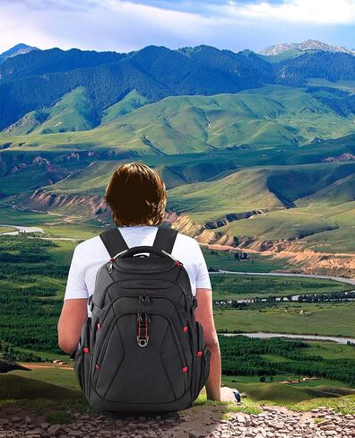 حقيبة ظهر KROSER للسفر للكمبيوتر المحمول مقاس 18.4 بوصة مقاس XXXL للألعاب مع هيكل صلب وجيوب RFID طاردة للماء وحقيبة ظهر جامعية للأعمال وحقيبة كمبيوتر محمول أنيقة للرجال والنساء - أسود... in Kuwait