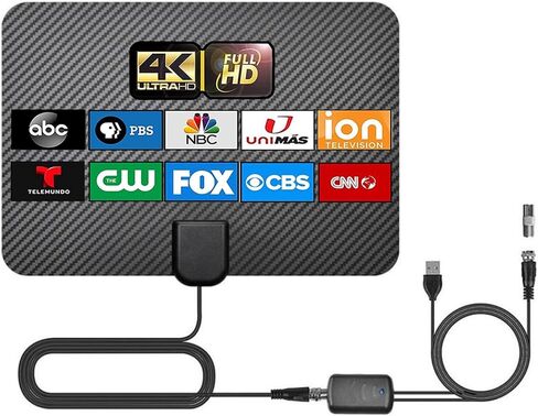 هوائي تلفزيون رقمي عالي الدقة يصل إلى 200 ميل، يدعم 4K 1080p جميع أجهزة التلفزيون على القنوات المحلية VHF UHF، مضخم صوت معزز للإشارة قابل للفصل وكابل HDTV محوري بطول 10 أقدام in Kuwait