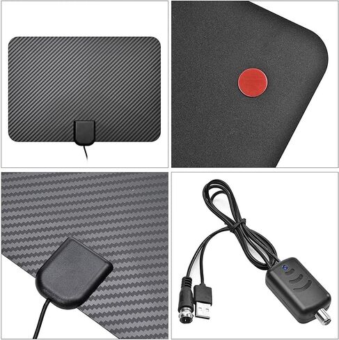 هوائي تلفزيون رقمي عالي الدقة يصل إلى 200 ميل، يدعم 4K 1080p جميع أجهزة التلفزيون على القنوات المحلية VHF UHF، مضخم صوت معزز للإشارة قابل للفصل وكابل HDTV محوري بطول 10 أقدام in Kuwait