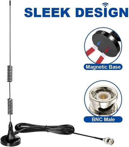 Bingfu 20-1300MHz Police Scanner Antenna Magnetic Base HF VHF UHF Two Way Ham Radio BNC Male Antenna Compatible with Uniden Bearcat Whistler Radio Shack Police Scanner in Kuwait
