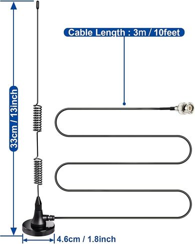 Bingfu 20-1300MHz Police Scanner Antenna Magnetic Base HF VHF UHF Two Way Ham Radio BNC Male Antenna Compatible with Uniden Bearcat Whistler Radio Shack Police Scanner in Kuwait