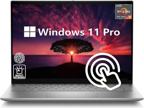 Dell Inspiron 14 Inch FHD Touchscreen Business Laptop, AMD Ryzen 5 5625U (6 Cores, Up to 4.3Ghz), 16GB RAM, 512GB SSD, Windows 11 Pro, Backlit Keyboard, Fingerprint Reader, Silver in Saudi Arabia