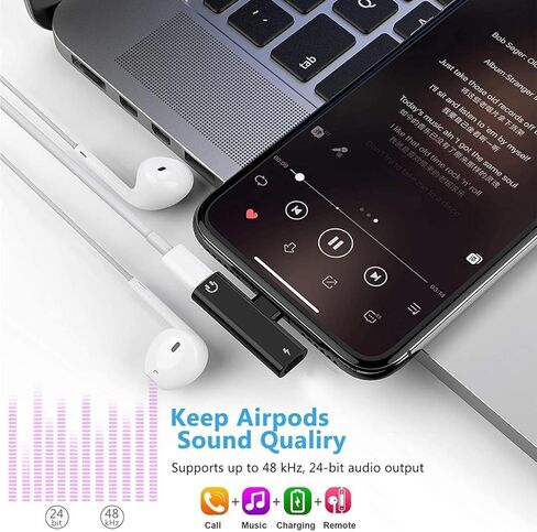 [معتمد من Apple MFi] عبوتان من محول iPhone، محول سماعة رأس لهاتف iPhone، صوت لايتنينج مزدوج + محول شاحن دونجل كابل مقسم متوافق مع iPhone 14/13/12/11/XS/XR/X/SE/8/7 iPad in Kuwait