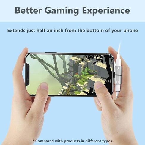 [معتمد من Apple MFi] عبوتان من محول iPhone، محول سماعة رأس لهاتف iPhone، صوت لايتنينج مزدوج + محول شاحن دونجل كابل مقسم متوافق مع iPhone 14/13/12/11/XS/XR/X/SE/8/7 iPad in Kuwait