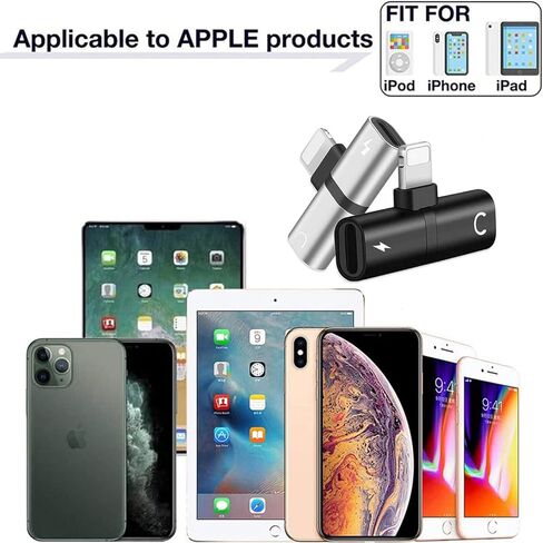 [معتمد من Apple MFi] عبوتان من محول iPhone، محول سماعة رأس لهاتف iPhone، صوت لايتنينج مزدوج + محول شاحن دونجل كابل مقسم متوافق مع iPhone 14/13/12/11/XS/XR/X/SE/8/7 iPad in Kuwait