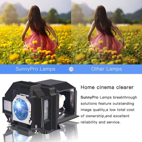 مصباح عرض بديل SunnyPro ELPLP96 V13H010L96 متوافق مع Epson Powerlite Home Cinema 2100 2150 1060 660 760hd VS250 VS350 VS355 EX9210 EX9220 EX3260 EX5260 109W EX7260 X39 W39 S39 in Saudi Arabia