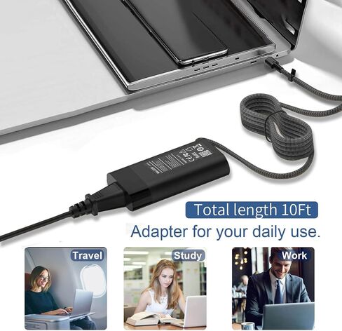 شاحن DMKAOLLK Chromebook USB-C 65 وات رفيع لشاحن الكمبيوتر المحمول HP، بديل لشاحن HP Elitebook/Spectre/Envy x360/Elite X2/ProBook/Pavilion شاحن الكمبيوتر، شاحن سريع من النوع C محول الطاقة in Saudi Arabia
