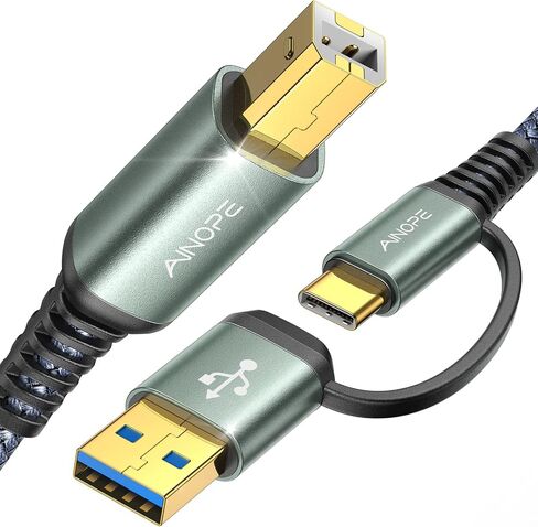 AINOPE Printer Cable to USB A, 480Mbps Printer USB B to USB C MIDI Cable in Kuwait
