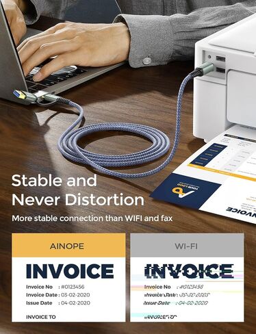 AINOPE Printer Cable to USB A, 480Mbps Printer USB B to USB C MIDI Cable in Kuwait