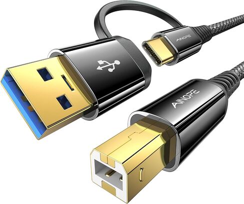 AINOPE Printer Cable to USB A, 480Mbps Printer USB B to USB C MIDI Cable in Kuwait